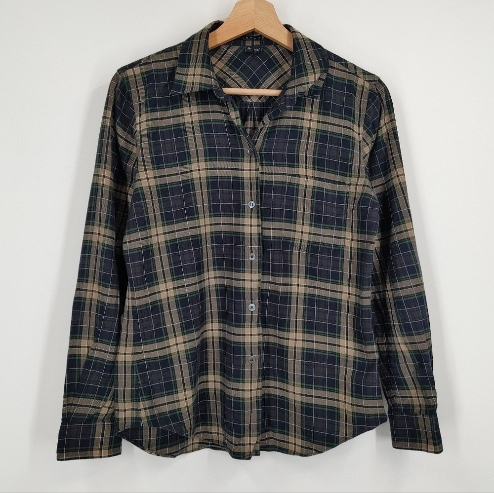 Theory Plaid Button Down Shirt